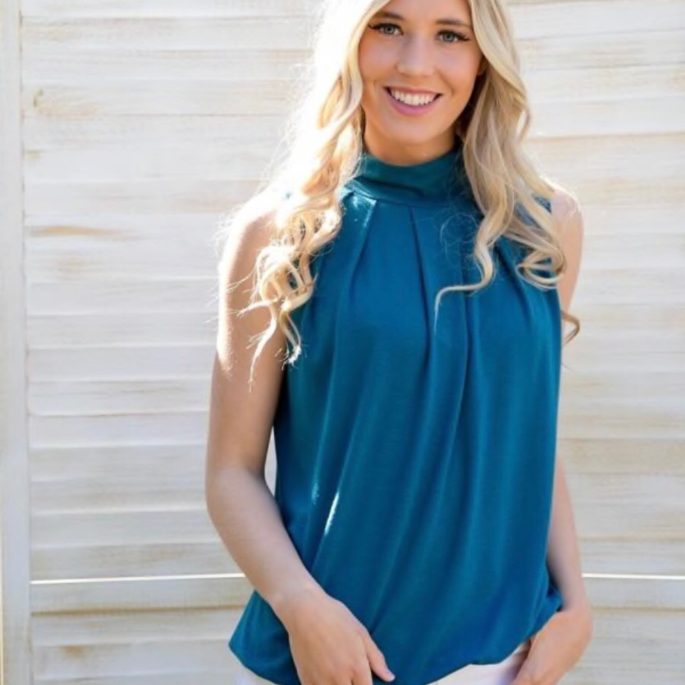 Mock tank top teal